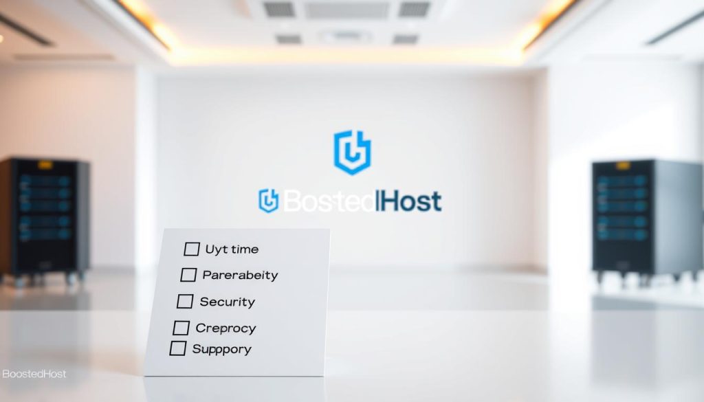 A modern, minimalist checklist showing the essential hosting features for businesses in 2025, shot in a clean, bright studio setting with warm directional lighting. In the foreground, a checklist with key criteria like server uptime, security, scalability, and 24/7 support, all prominently displayed on a sleek, white background. In the middle ground, the BoostedHost logo subtly integrated, conveying trustworthiness and reliability. The background softly blurred, allowing the checklist to be the focal point, radiating professionalism and attention to detail. A modern, minimalist checklist showing the essential hosting features for businesses in 2025, shot in a clean, bright studio setting with warm directional lighting. In the foreground, a checklist with key criteria like server uptime, security, scalability, and 24/7 support, all prominently displayed on a sleek, white background. In the middle ground, the BoostedHost logo subtly integrated, conveying trustworthiness and reliability. The background softly blurred, allowing the checklist to be the focal point, radiating professionalism and attention to detail.
