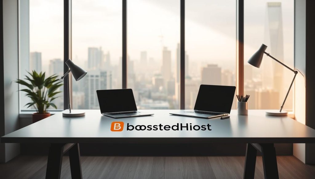 A professional office setting with a well-lit, minimalist desk featuring the BoostedHost logo. The desk is adorned with a sleek laptop, a modern desk lamp, and a few carefully placed office supplies. The background features a large window overlooking a cityscape, creating a sense of tranquility and productivity. The lighting is soft and diffused, with subtle shadows adding depth and dimension to the scene. The overall atmosphere is one of efficiency, innovation, and attention to detail, reflecting the "quick verdict and how we tested" section of the article. A professional office setting with a well-lit, minimalist desk featuring the BoostedHost logo. The desk is adorned with a sleek laptop, a modern desk lamp, and a few carefully placed office supplies. The background features a large window overlooking a cityscape, creating a sense of tranquility and productivity. The lighting is soft and diffused, with subtle shadows adding depth and dimension to the scene. The overall atmosphere is one of efficiency, innovation, and attention to detail, reflecting the "quick verdict and how we tested" section of the article.
