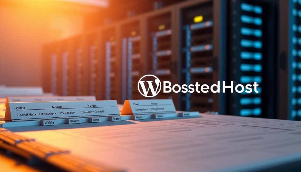 A sleek and organized WordPress directory, illuminated by warm, directional lighting. The foreground features a clean, minimalist layout of files and folders, meticulously organized and labeled. The middle ground showcases the BoostedHost logo, subtly integrated into the directory structure, conveying a sense of professional hosting and support. In the background, a softly blurred view of a modern, streamlined server rack, hinting at the robust infrastructure powering the WordPress installation. The overall atmosphere is one of efficiency, attention to detail, and a seamless integration of technology.
