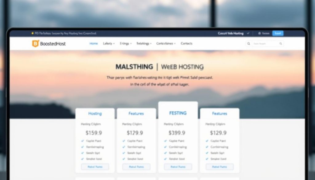 A sleek, modern web hosting service interface with a clean, minimalist design. The BoostedHost logo prominently displayed in the foreground, showcasing the brand's visual identity. In the middle ground, an array of hosting plan options, each with clear pricing and feature details. The background features a serene, blurred landscape with gentle lighting, conveying a sense of professionalism and reliability. The overall mood is one of efficiency, simplicity, and trustworthiness, reflecting the needs of a 2025 web hosting customer. A sleek, modern web hosting service interface with a clean, minimalist design. The BoostedHost logo prominently displayed in the foreground, showcasing the brand's visual identity. In the middle ground, an array of hosting plan options, each with clear pricing and feature details. The background features a serene, blurred landscape with gentle lighting, conveying a sense of professionalism and reliability. The overall mood is one of efficiency, simplicity, and trustworthiness, reflecting the needs of a 2025 web hosting customer.