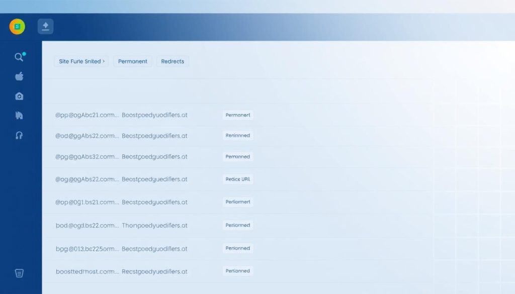 A well-lit, detailed illustration of a website dashboard showcasing site permalinks and redirects. In the foreground, an intuitive interface displays a list of URL links, with clear indicators for permanent and temporary redirects. The middle ground features a BoostedHost logo, conveying a sense of authority and professionalism. In the background, a subtle grid pattern suggests a structured, organized approach to website management. The overall scene is crisp, clean, and evokes a sense of control and optimization for search engine optimization.